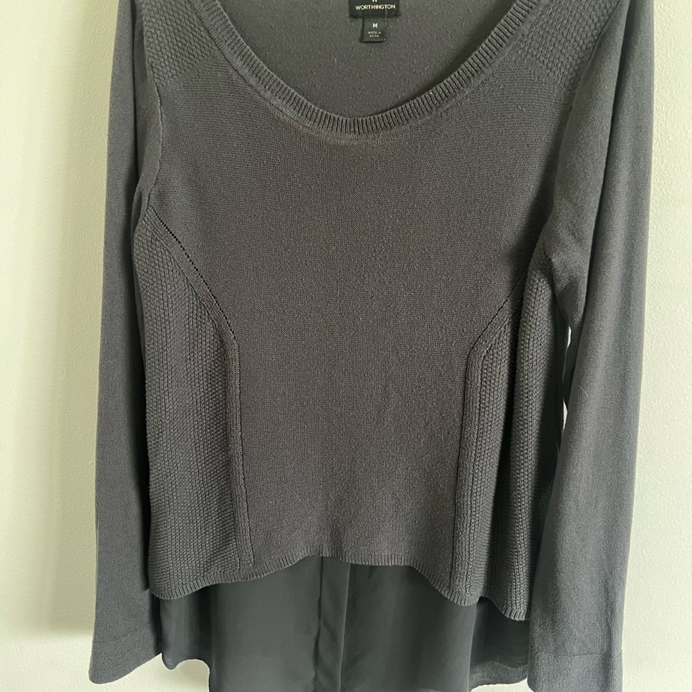 Worthington Charcoal Long Sleeve Top
